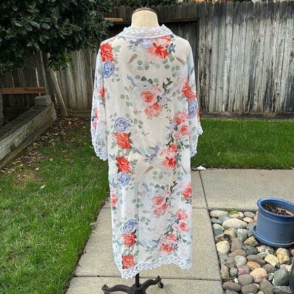 LuLaRoe Chloe Bohemian Chiffon Kimomo Floral Overlay Women's Small - Picture 5 of 8
